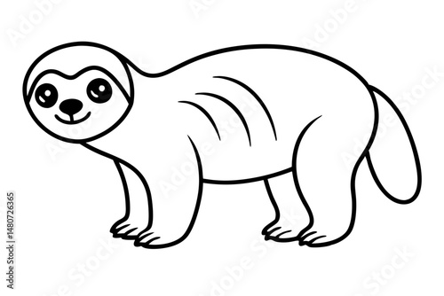 sloth silhouette line art vector illustration with a white background