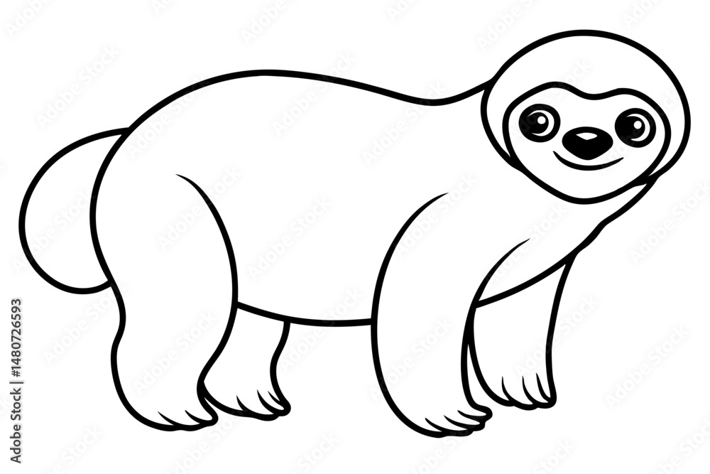 Fototapeta premium sloth silhouette line art vector illustration with a white background