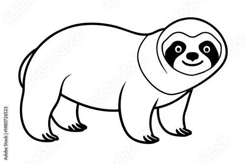 sloth silhouette line art vector illustration with a white background