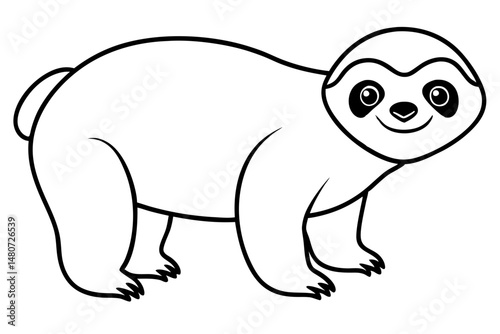 sloth silhouette line art vector illustration with a white background