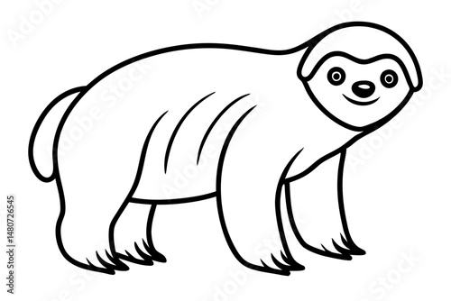 sloth silhouette line art vector illustration with a white background