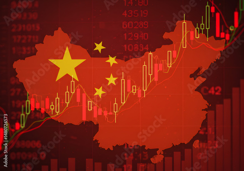 China's Economic Growth Stock Market Trends Financial Investment Graph Map Asian Country Business Data