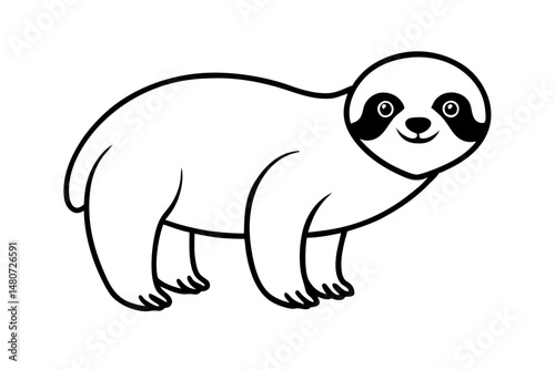 sloth silhouette line art vector illustration with a white background