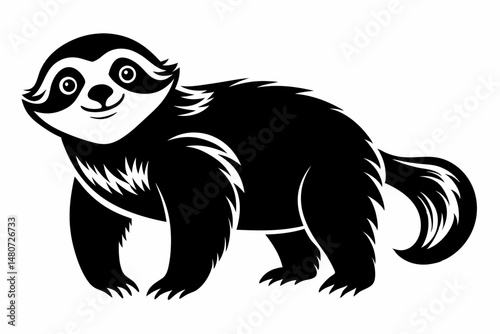 sloth silhouette line art vector illustration with a white background