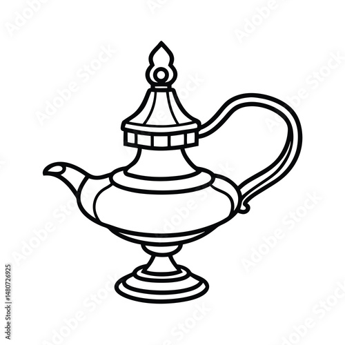 earthen lamp traditional line art vector