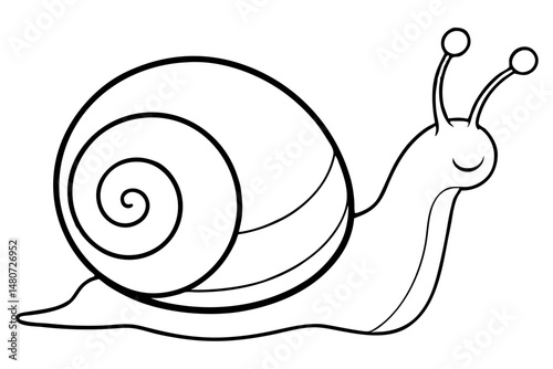 snail silhouette line art vector illustration with a white background
