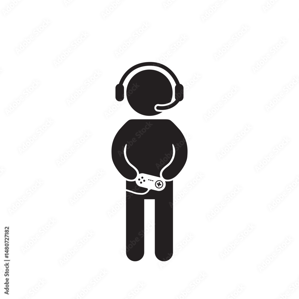 Fototapeta premium Gamer Holding Classic Controller Illustration, Simple Gaming Figure - VECTOR 