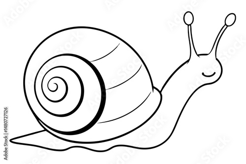 snail silhouette line art vector illustration with a white background
