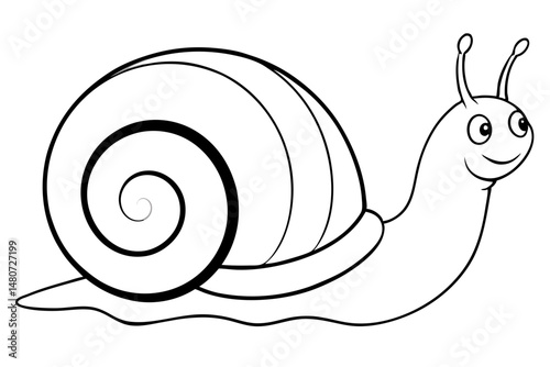 snail silhouette line art vector illustration with a white background