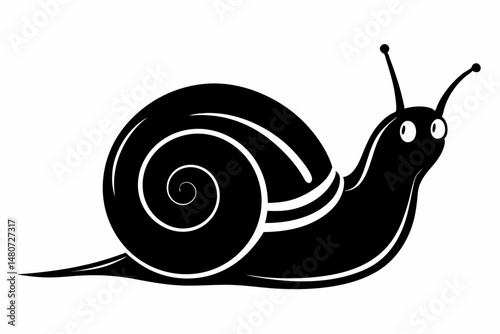 snail silhouette line art vector illustration with a white background
