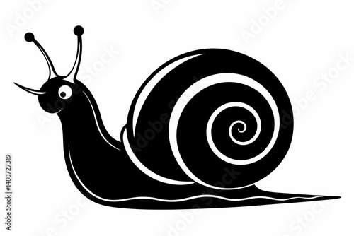 snail silhouette line art vector illustration with a white background