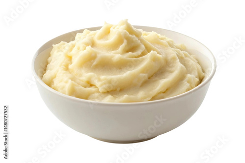 PNG Creamy mashed potatoes in white bowl on isolated background