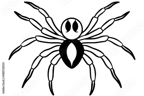 spider silhouette line art vector illustration with a white background