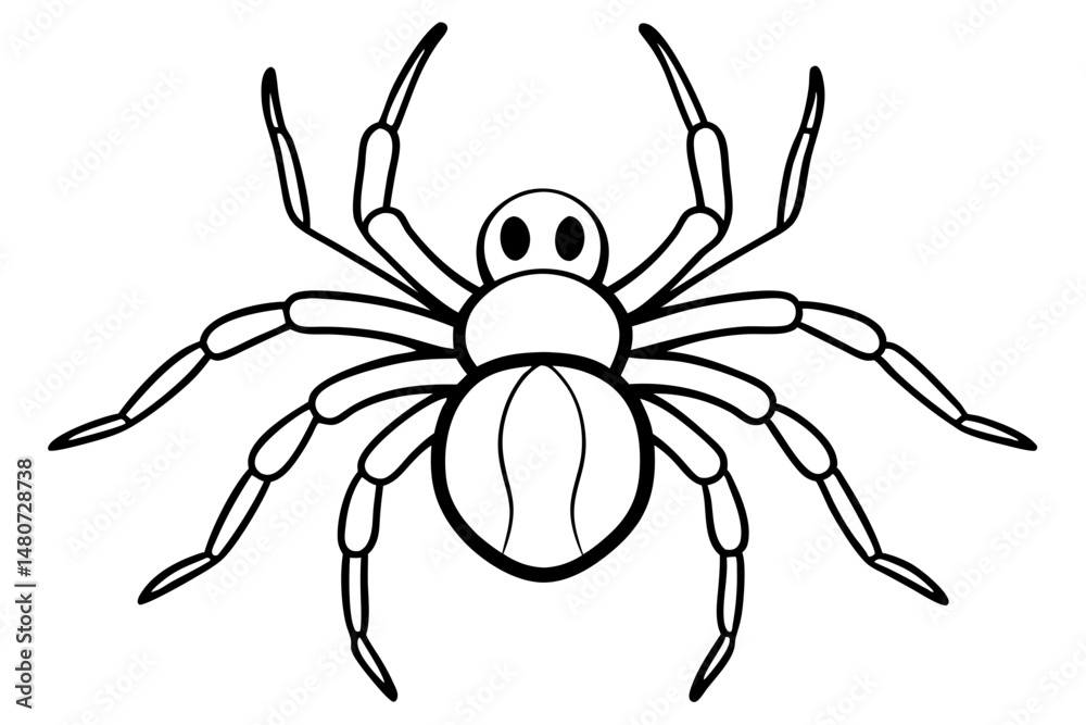 Obraz premium spider silhouette line art vector illustration with a white background