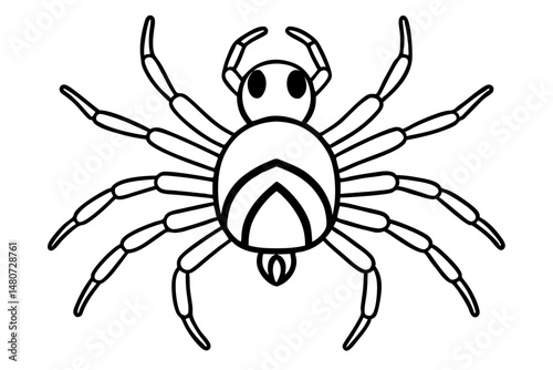 spider silhouette line art vector illustration with a white background