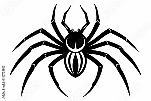 spider silhouette line art vector illustration with a white background