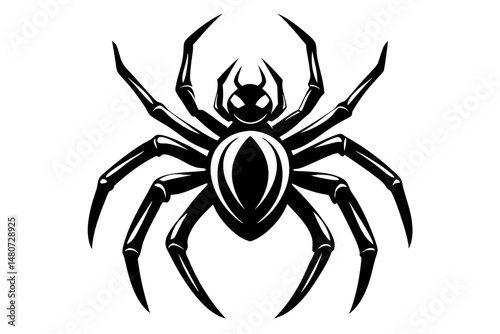 spider silhouette line art vector illustration with a white background