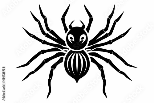 spider silhouette line art vector illustration with a white background
