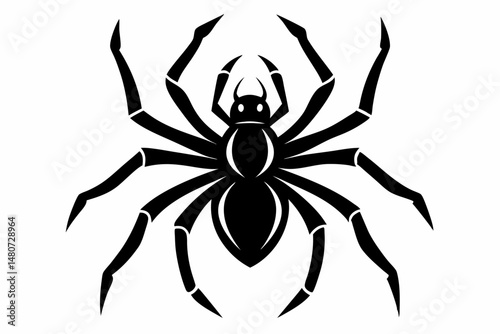 spider silhouette line art vector illustration with a white background