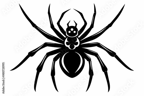 spider silhouette line art vector illustration with a white background