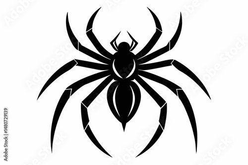 spider silhouette line art vector illustration with a white background