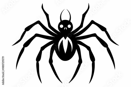 spider silhouette line art vector illustration with a white background