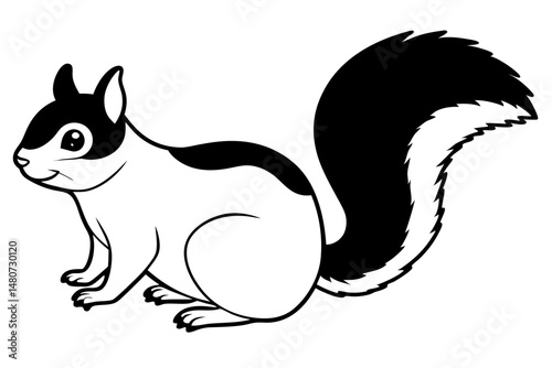 squirrel silhouette line art vector illustration with a white background