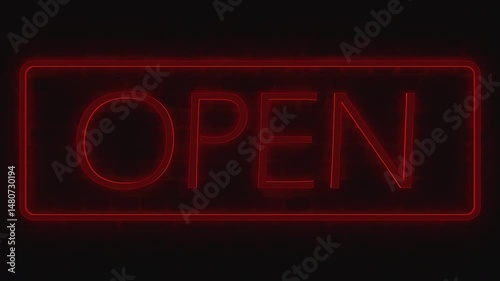 Open neon sign. Computer generated 3d render