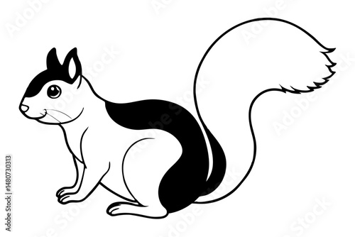 squirrel silhouette line art vector illustration with a white background