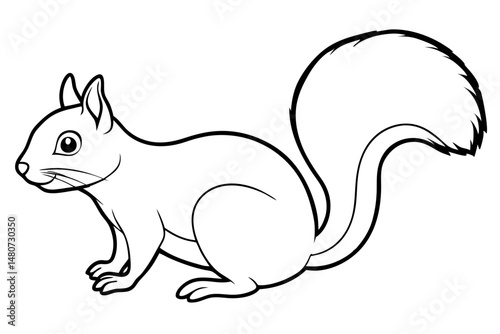 squirrel silhouette line art vector illustration with a white background