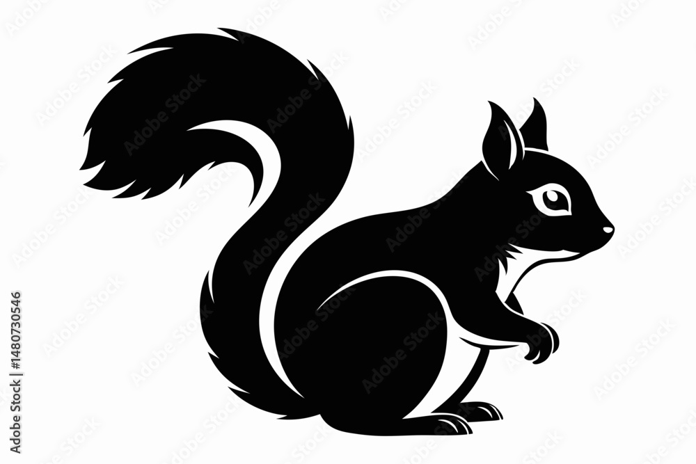 squirrel silhouette line art vector illustration with a white background squirrel silhouette line art vector illustration with a white background