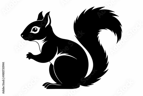 squirrel silhouette line art vector illustration with a white background