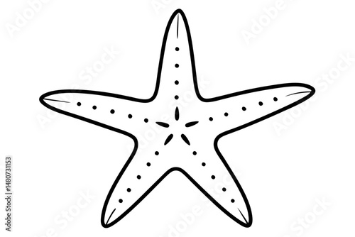 starfish silhouette line art vector illustration with a white background