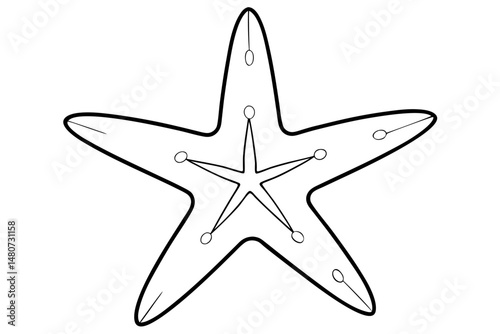 starfish silhouette line art vector illustration with a white background