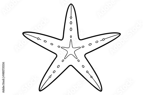starfish silhouette line art vector illustration with a white background