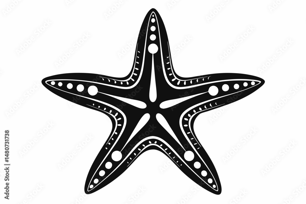 starfish silhouette line art vector illustration with a white background starfish silhouette line art vector illustration with a white background