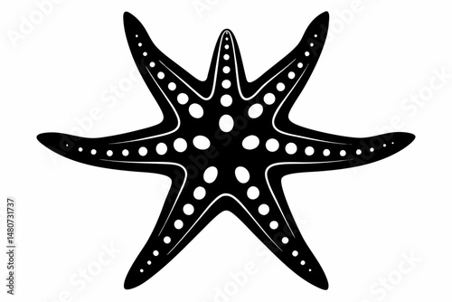 starfish silhouette line art vector illustration with a white background