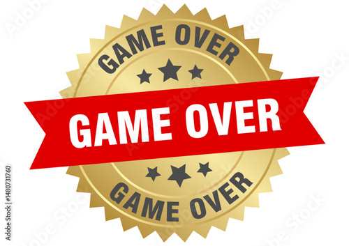 game over. game over round red and gold label isolated on transparent background