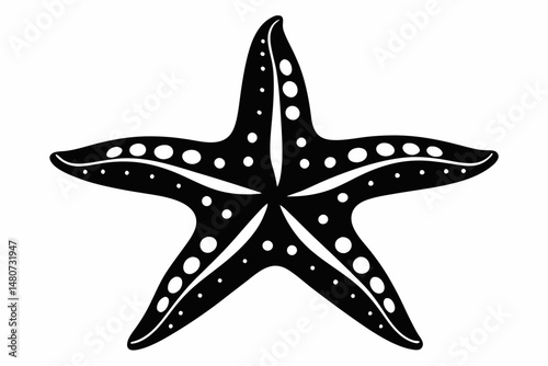 starfish silhouette line art vector illustration with a white background