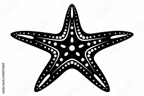 starfish silhouette line art vector illustration with a white background