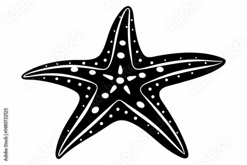starfish silhouette line art vector illustration with a white background