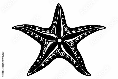 starfish silhouette line art vector illustration with a white background