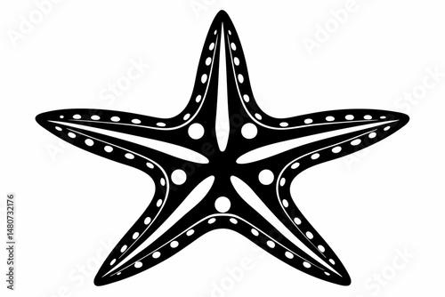 starfish silhouette line art vector illustration with a white background