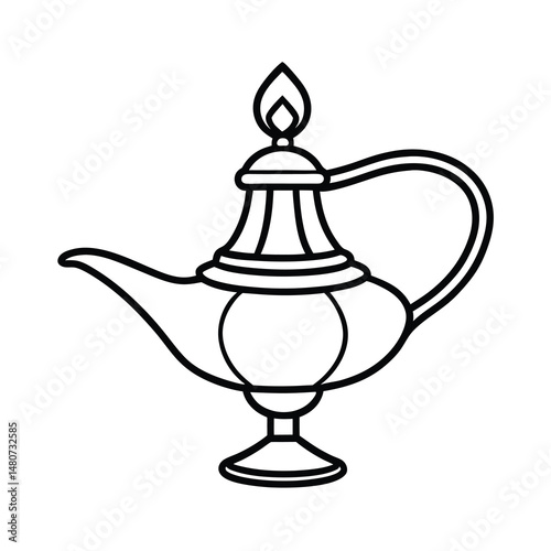 earthen lamp element line art