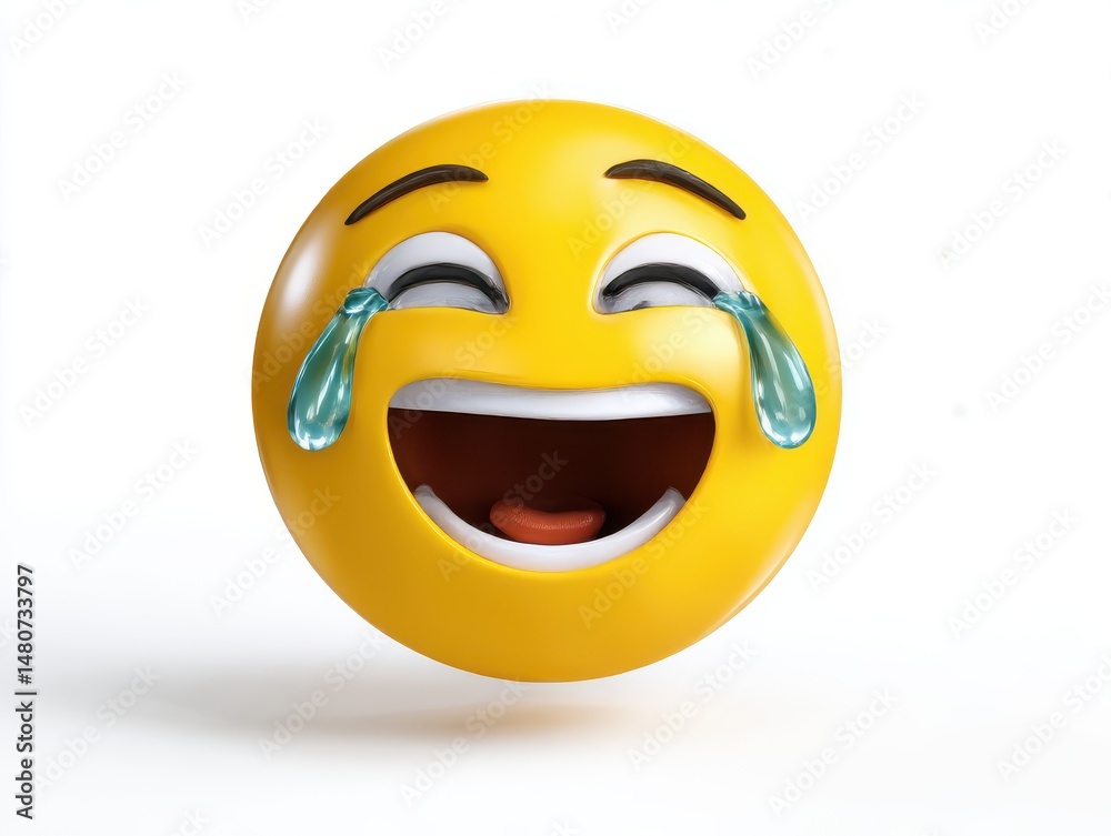 Fototapeta premium Laughing emoji isolated on white background for social media and messaging.
