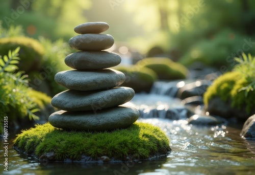 balanced stones stack nature harmony tranquility peaceful serenity zen outdoor rocks stability natural art form, landscape, outdoors, scenery, formation