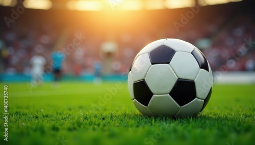 Close-up shot of a soccer ball, ready for a game , practice, stadium, athletic