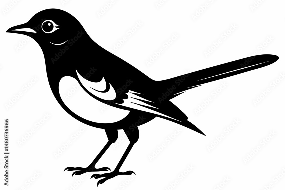 Obraz premium mockingbird silhouette line art vector illustration with a white background