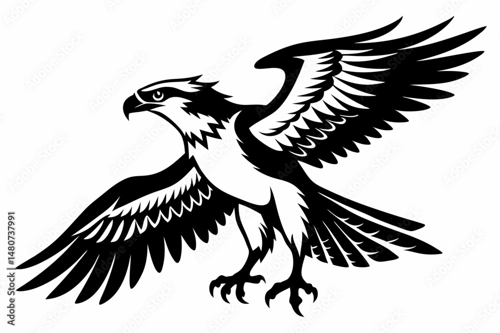 Fototapeta premium osprey silhouette line art vector illustration with a white background