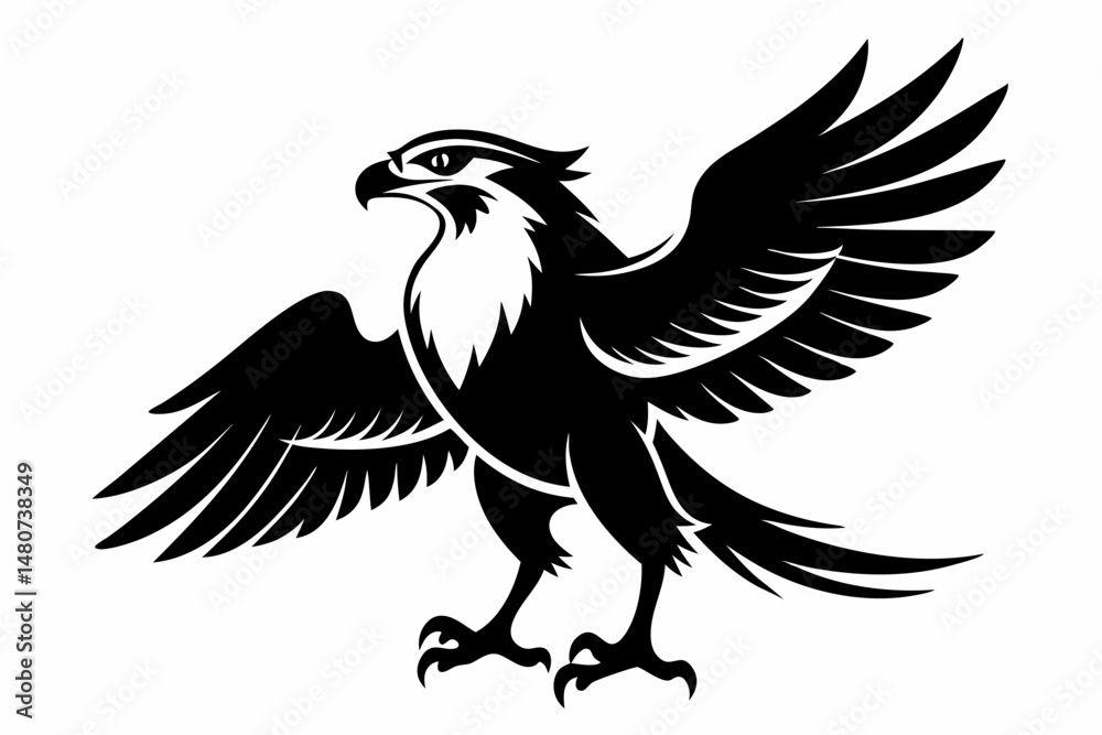 Fototapeta premium osprey silhouette line art vector illustration with a white background